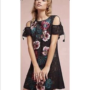 Anthropologie PRATI Black Embroidered Dress